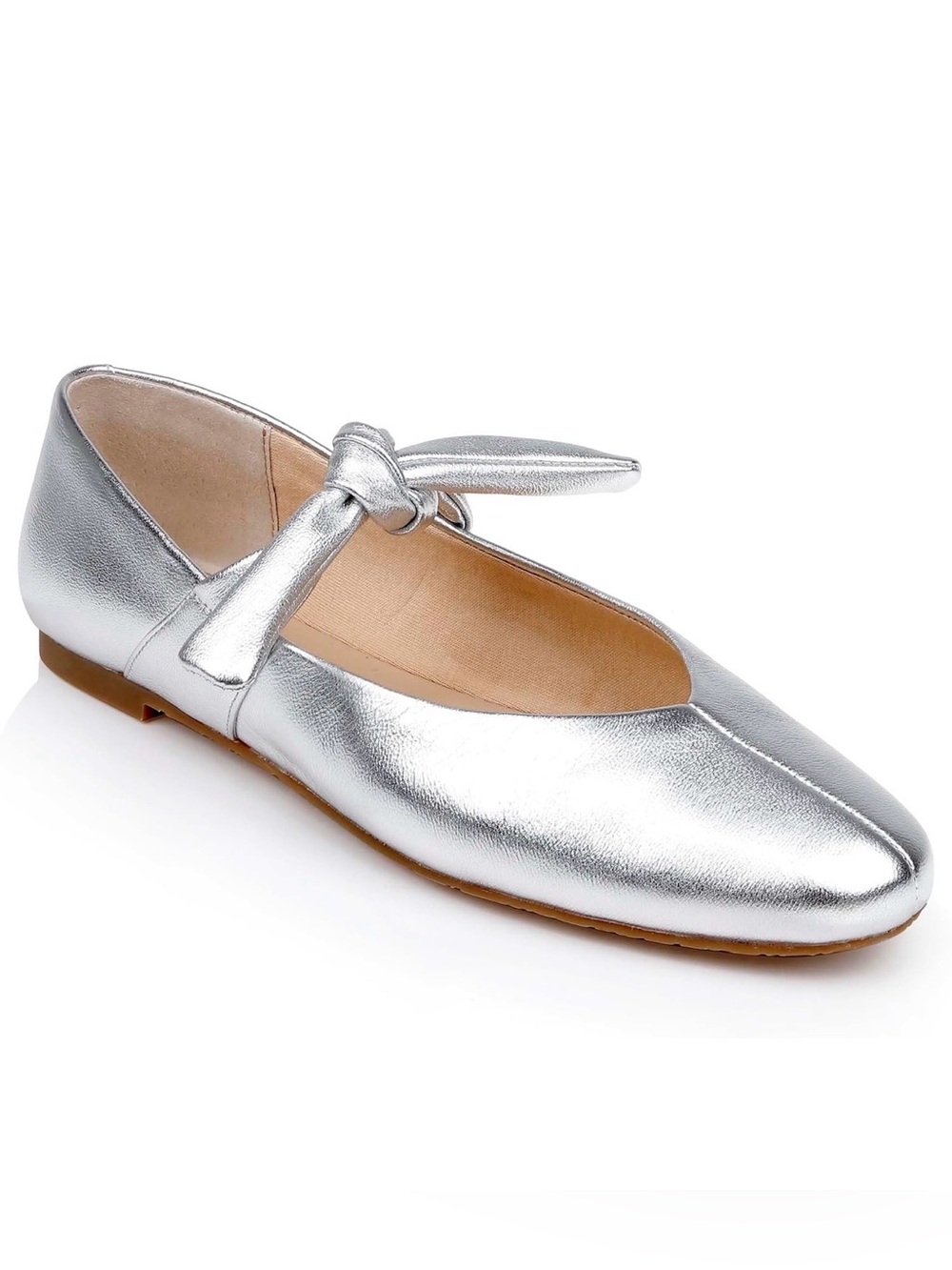 Jewel Badgley Mischka Silver Bow Mary Jane Flat